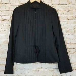 Theory Mandarin Collar Pleated Front Blazer